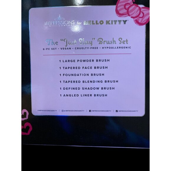 Hello Kitty  6-Pc Vegan Cruelty-Free Makeup Brush Set "Just Slay" New In Box - Picture 7 of 7